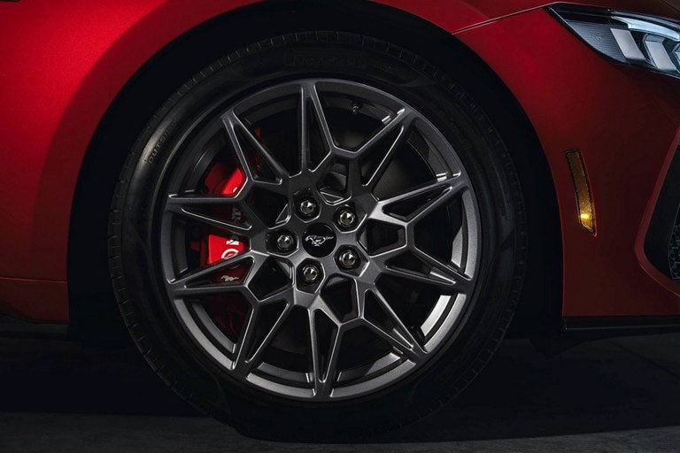 2024 Ford Mustang® model with a close-up of a wheel and brake caliper | Visalia Ford in Visalia CA