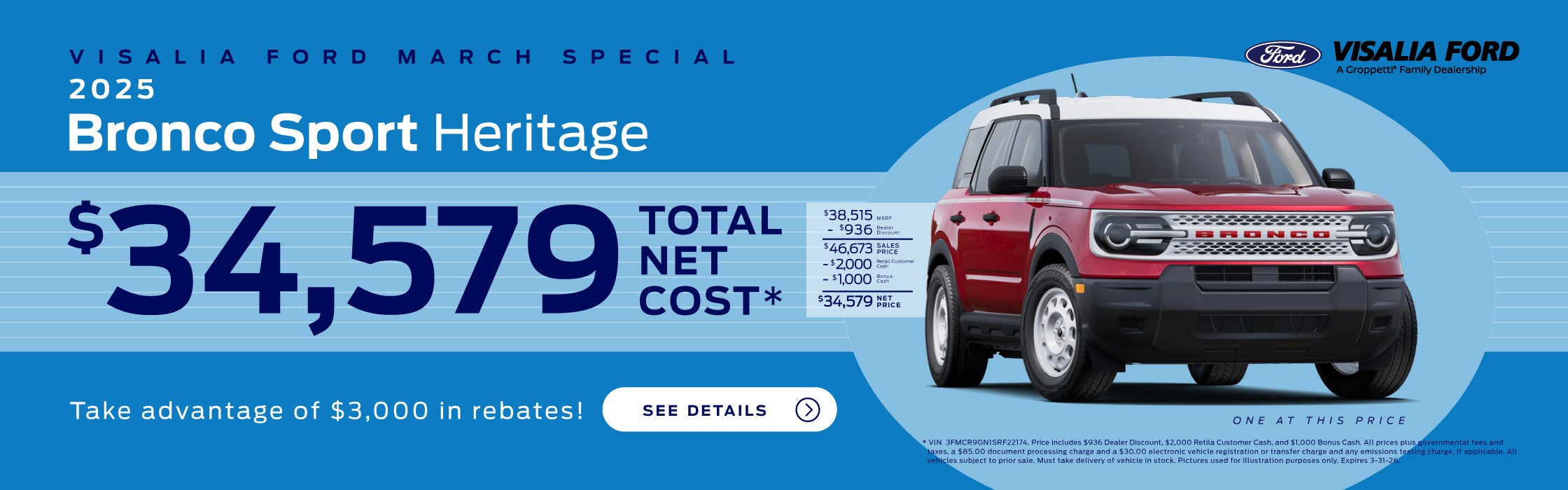 Visalia Ford March Special! 2025 Ford Bronco Sport Heritage