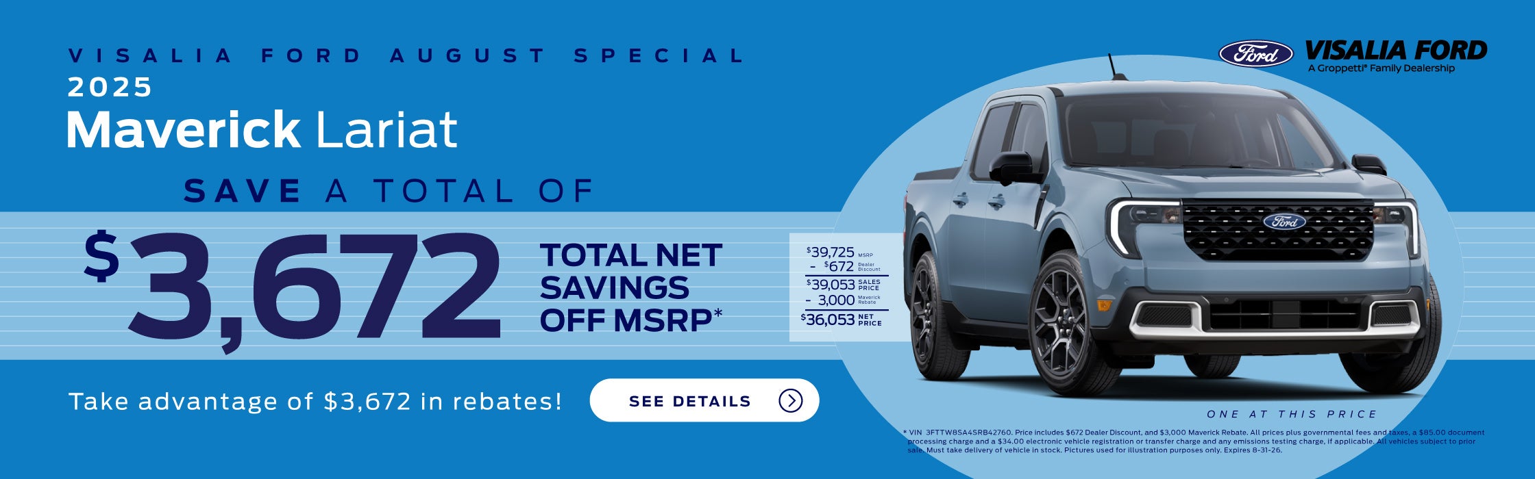 Save $3,672 off MSRP on this 2025 Maverick Lariat!